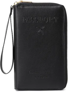 Summer Simple Plain Passport Cases Back To School, Charm Infinite Travel Wallet, Multi-functional Zipper Travel Card Holder, RFID Blocking Card Holder (Black)