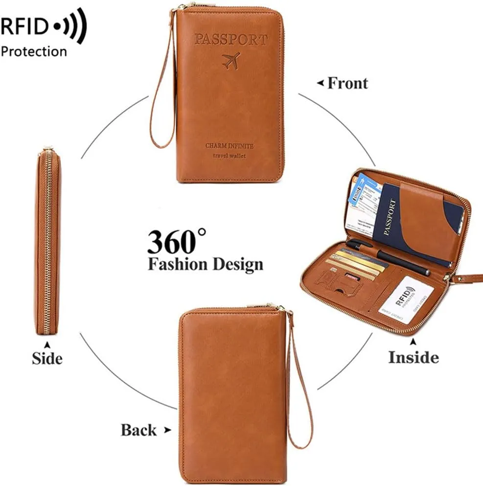 Summer Simple Plain Passport Cases Back To School, Charm Infinite Travel Wallet, Multi-functional Zipper Travel Card Holder, RFID Blocking Card Holder (Black)