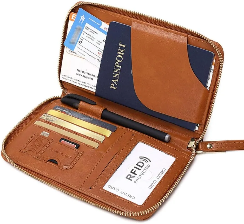 Summer Simple Plain Passport Cases Back To School, Charm Infinite Travel Wallet, Multi-functional Zipper Travel Card Holder, RFID Blocking Card Holder (Black)