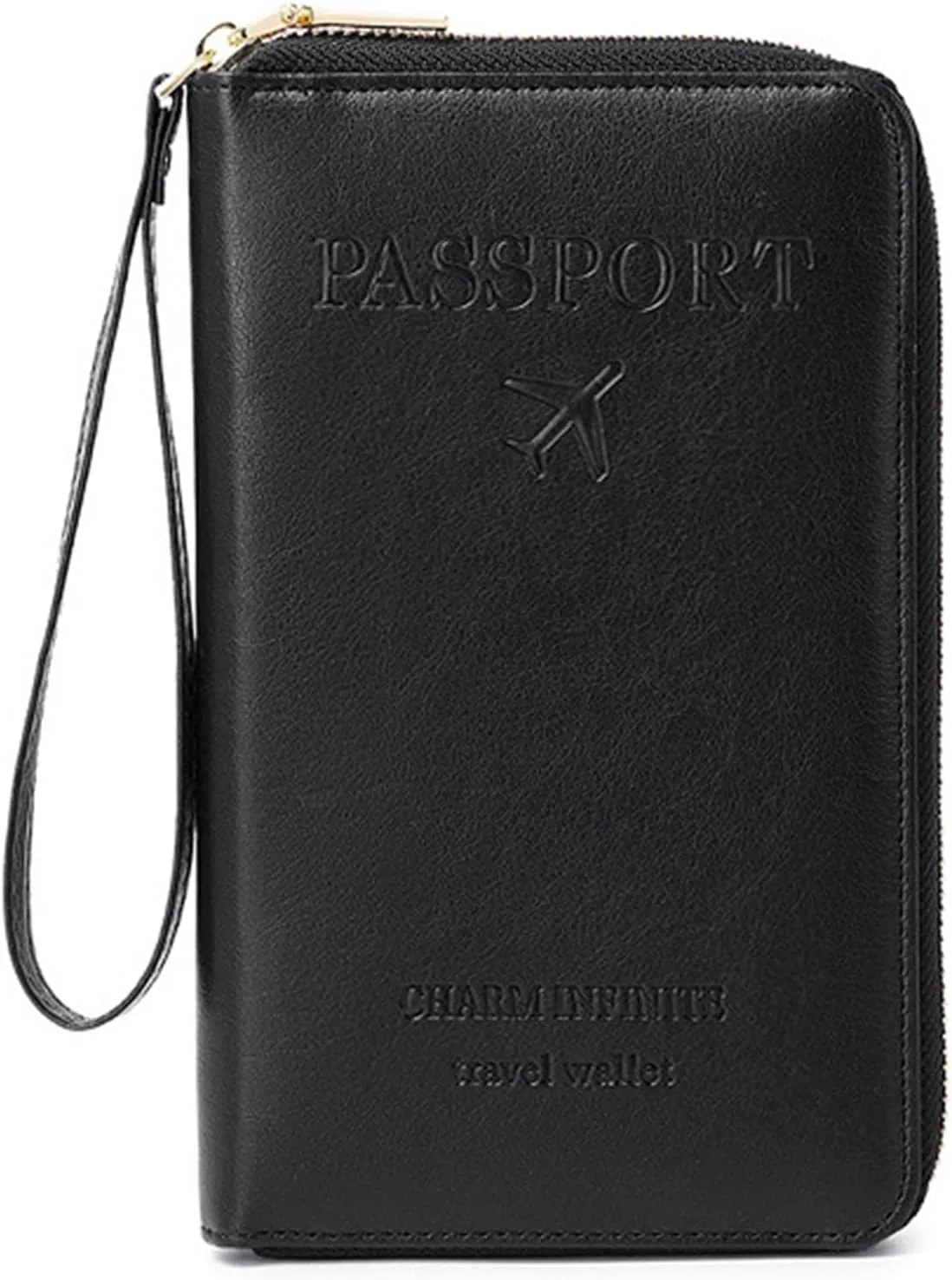Summer Simple Plain Passport Cases Back To School, Charm Infinite Travel Wallet, Multi-functional Zipper Travel Card Holder, RFID Blocking Card Holder (Black)