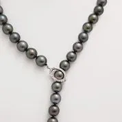 Tahitian pearl strand - 18K white gold clasp with diamond - C4OGD111