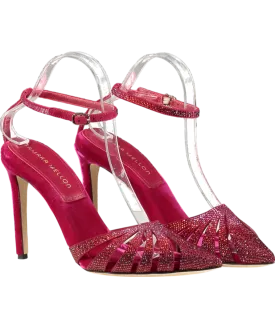 Tamara Mellon Red /pink Crystal-embellished Velvet  Heels UK 5 EU 38 👠