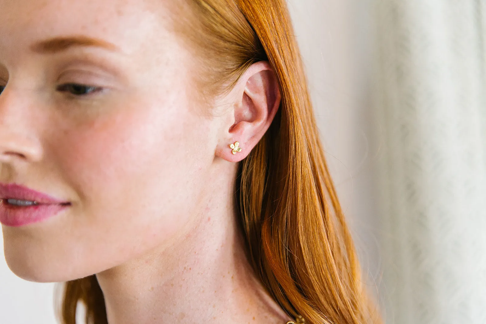 Tiny Bloom Gold Stud Earrings
