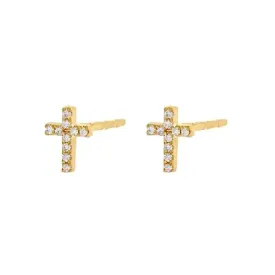 Tiny Cross Stud Earrings in Gold & Silver