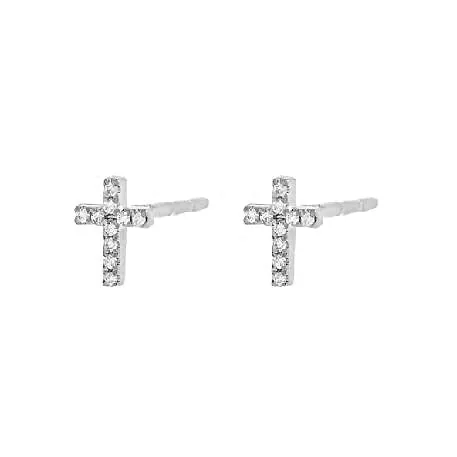 Tiny Cross Stud Earrings in Gold & Silver