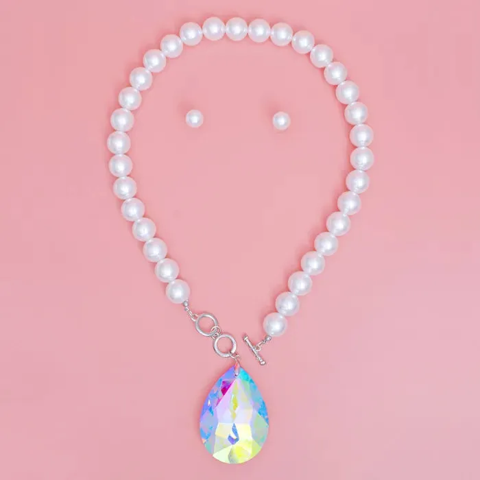 Toggle White Pearl AURBO Teardrop Necklace
