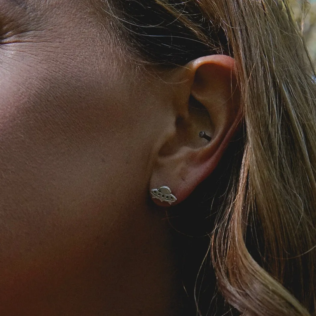 UFO Stud Earrings in Sterling Silver
