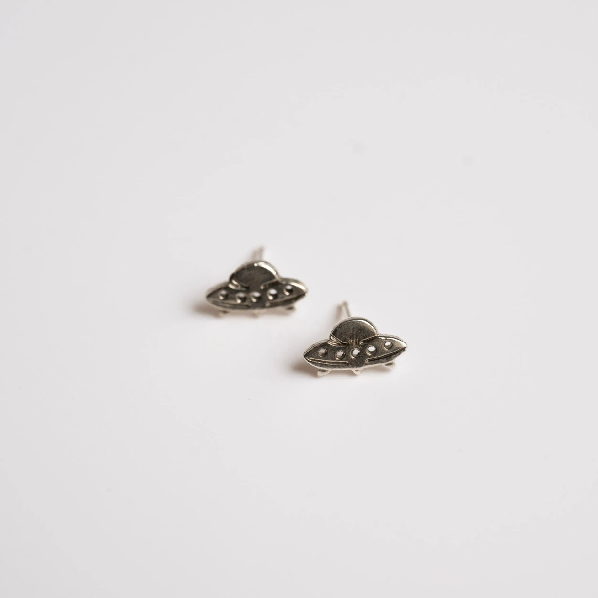 UFO Stud Earrings in Sterling Silver