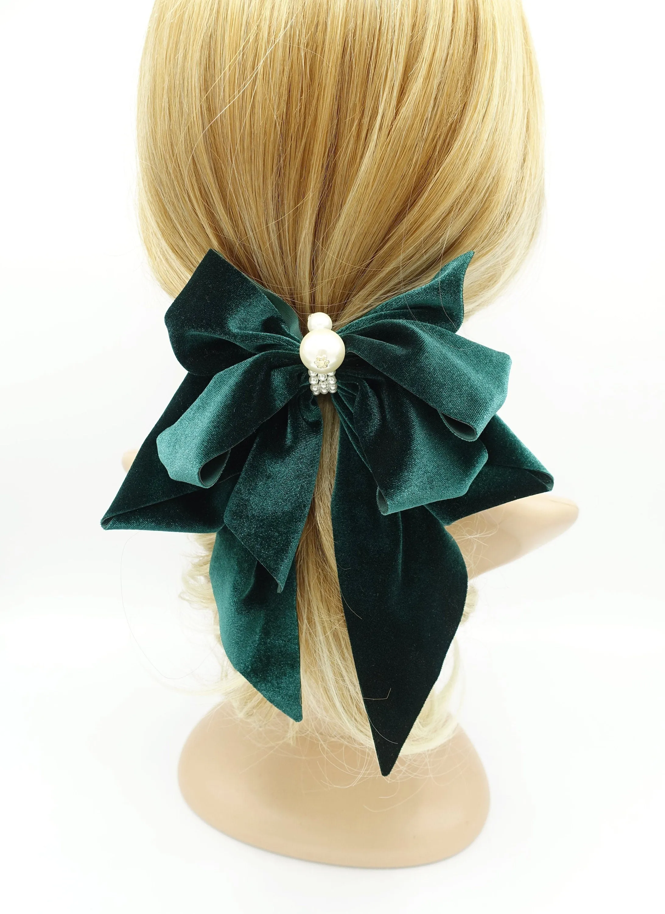 velvet hair bow pearl embellished hair accessory for women