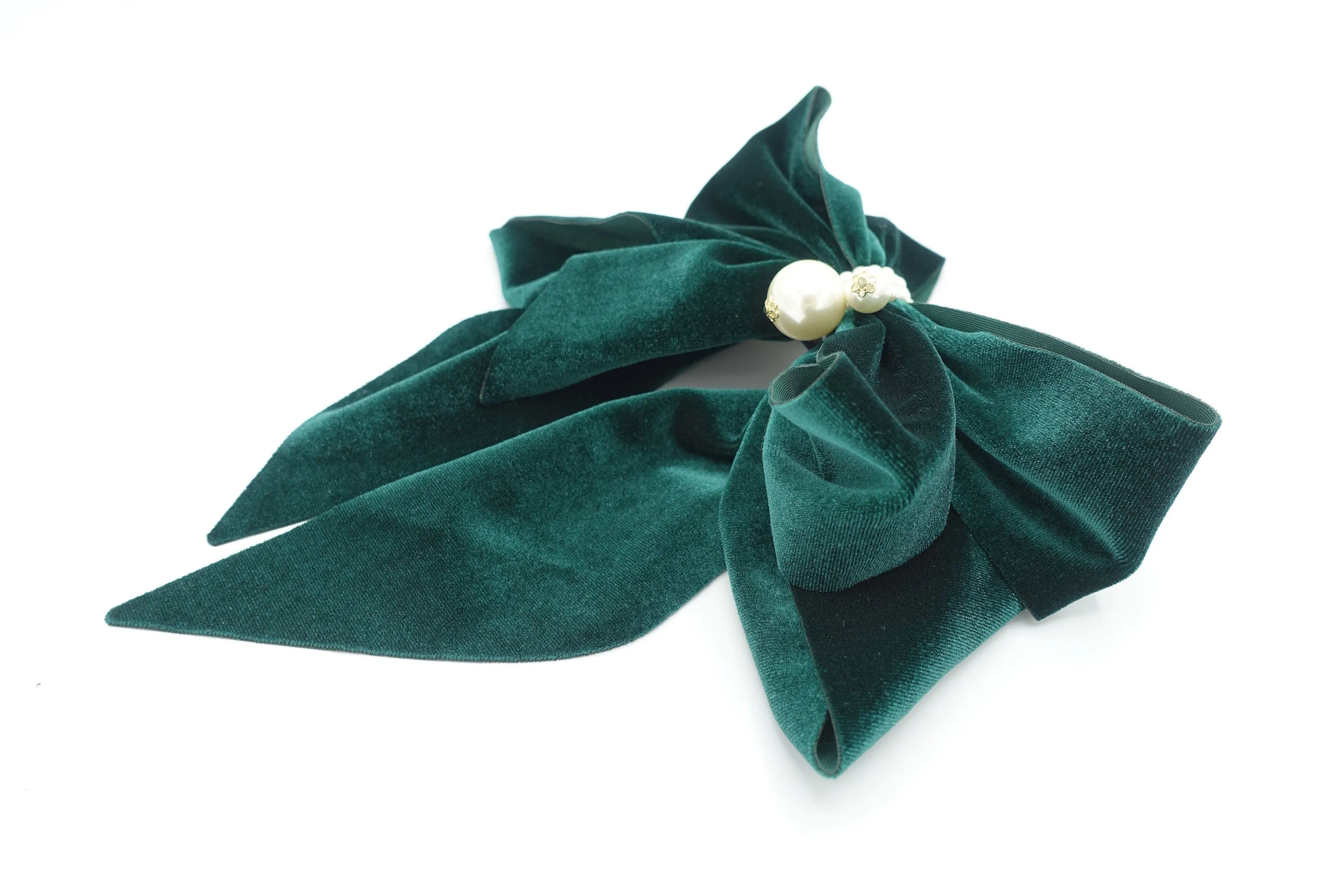 velvet hair bow pearl embellished hair accessory for women