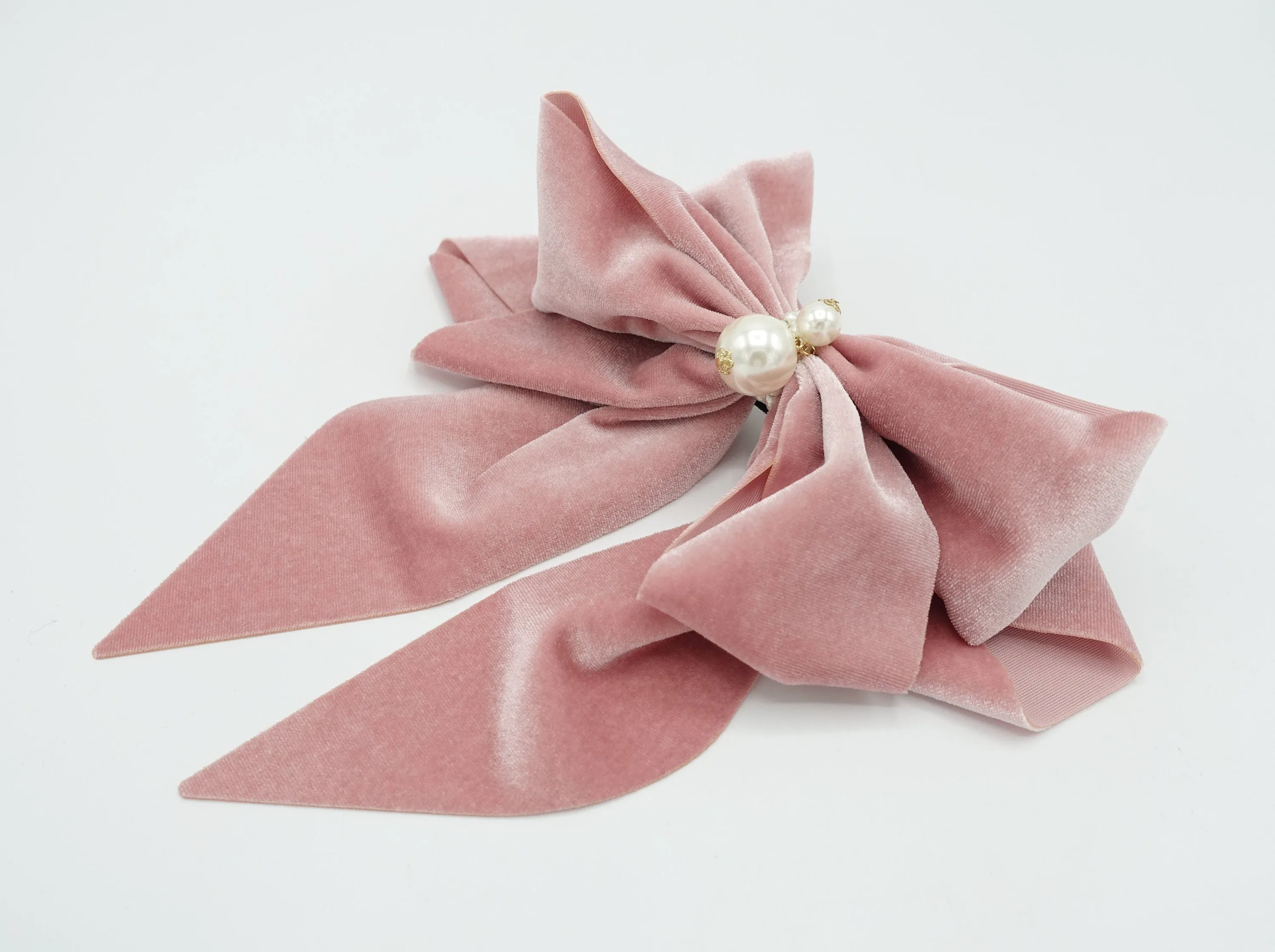 velvet hair bow pearl embellished hair accessory for women