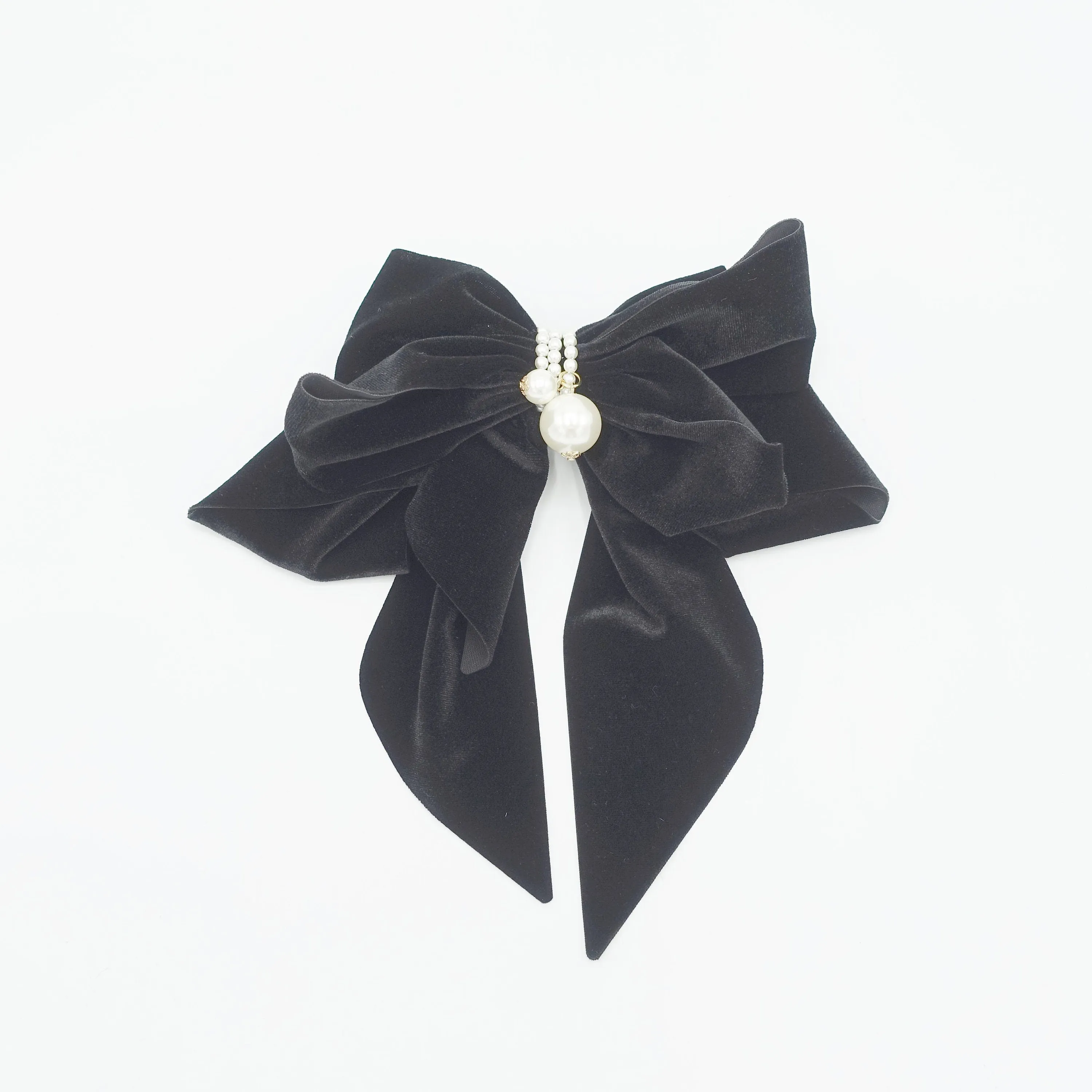 velvet hair bow pearl embellished hair accessory for women