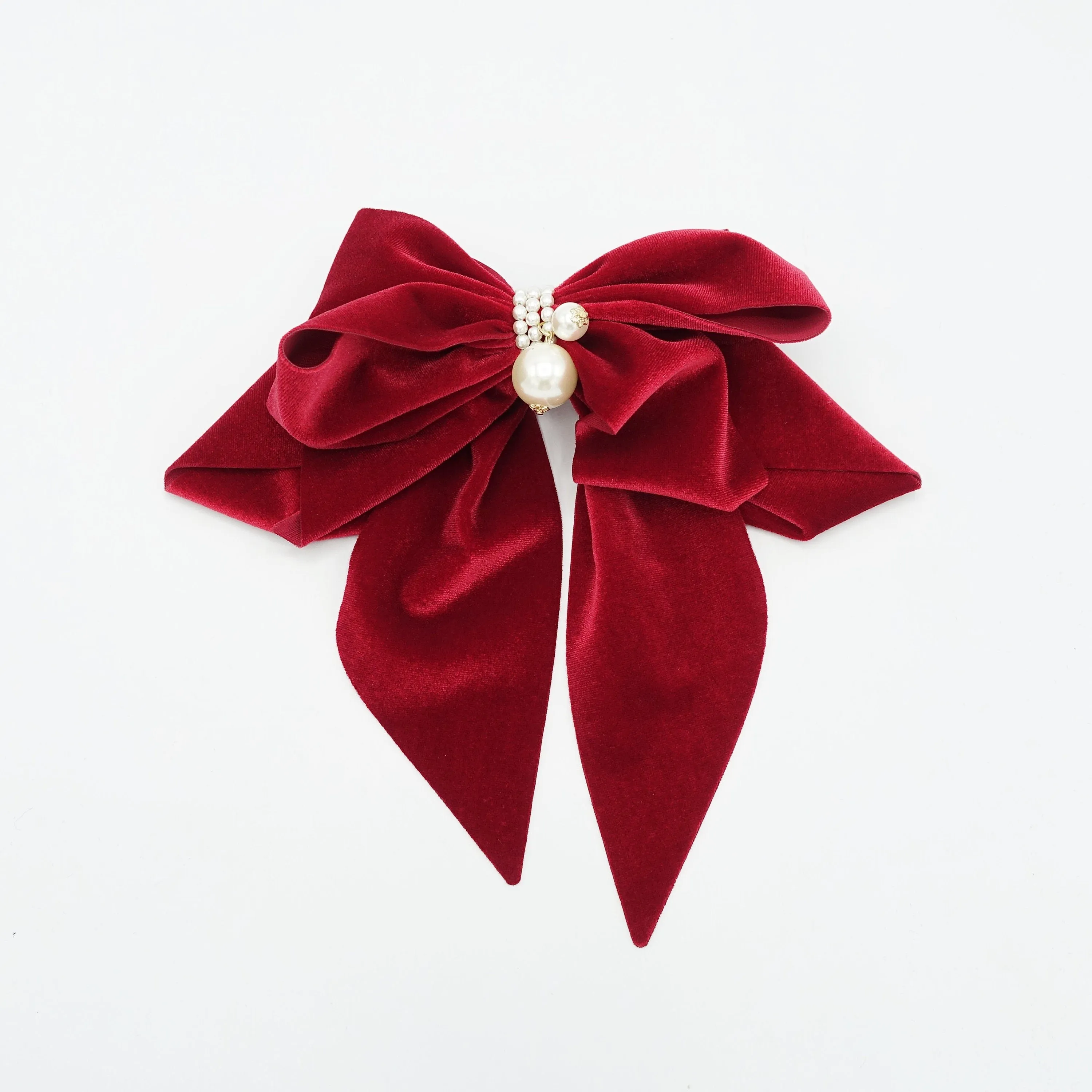 velvet hair bow pearl embellished hair accessory for women