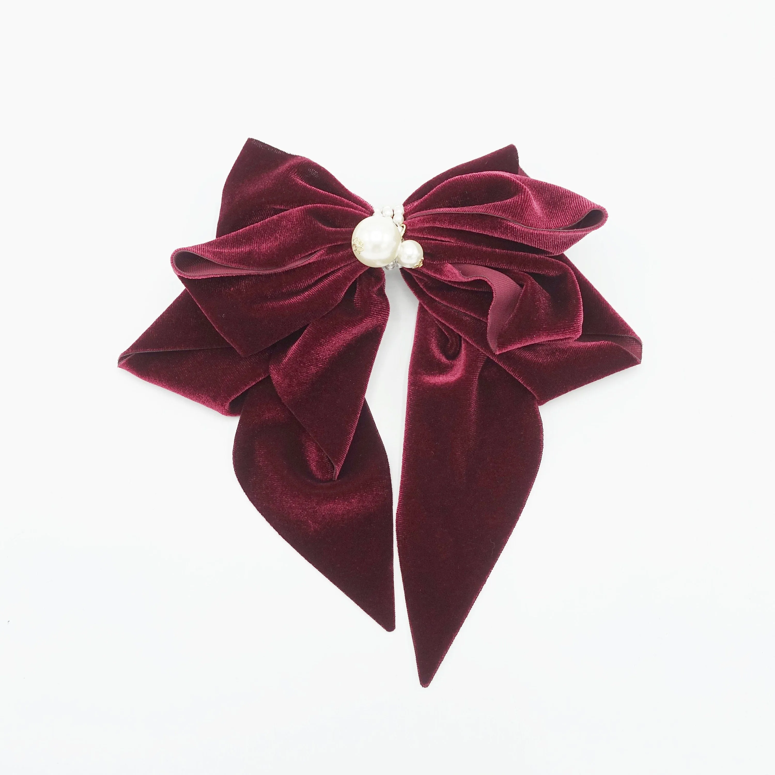 velvet hair bow pearl embellished hair accessory for women
