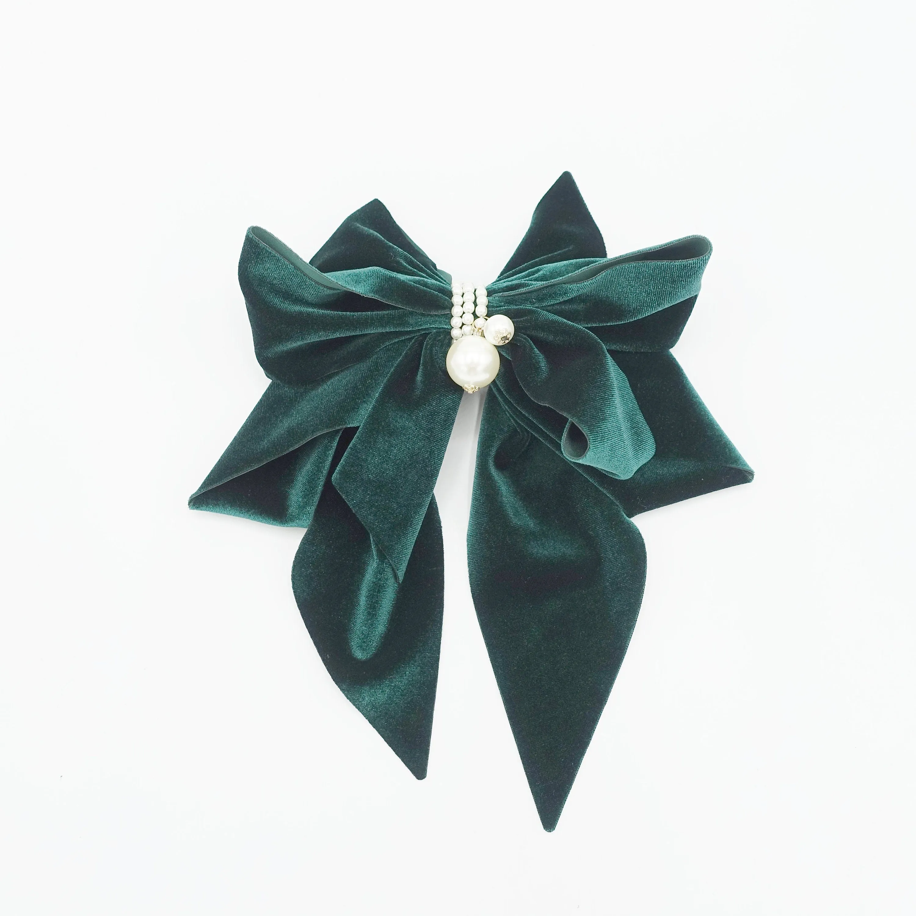 velvet hair bow pearl embellished hair accessory for women