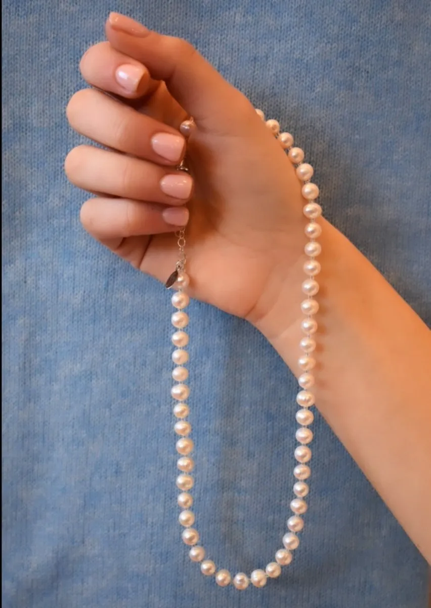 White Freshwater Pearl Necklace, Exceptional Luster