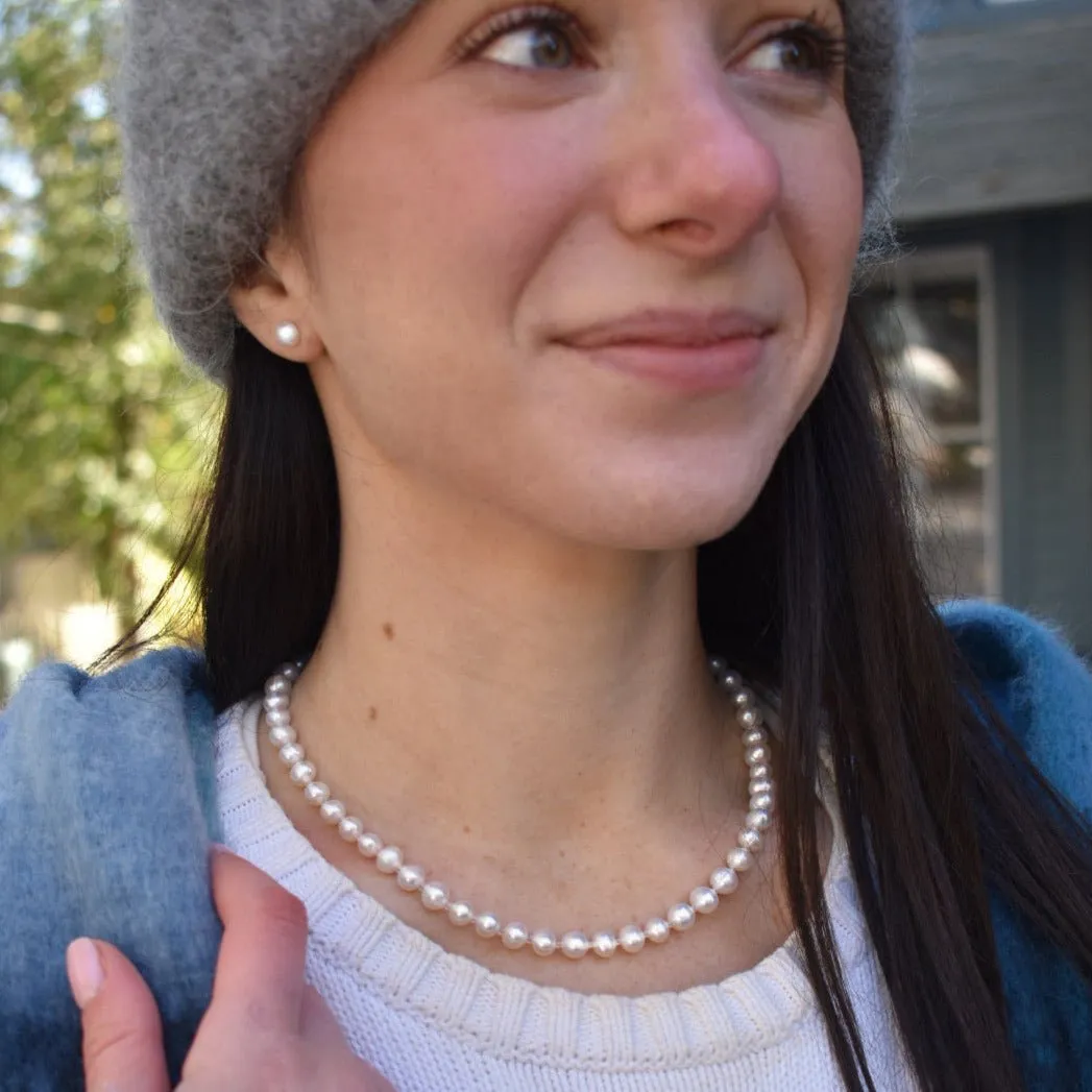 White Freshwater Pearl Necklace, Exceptional Luster