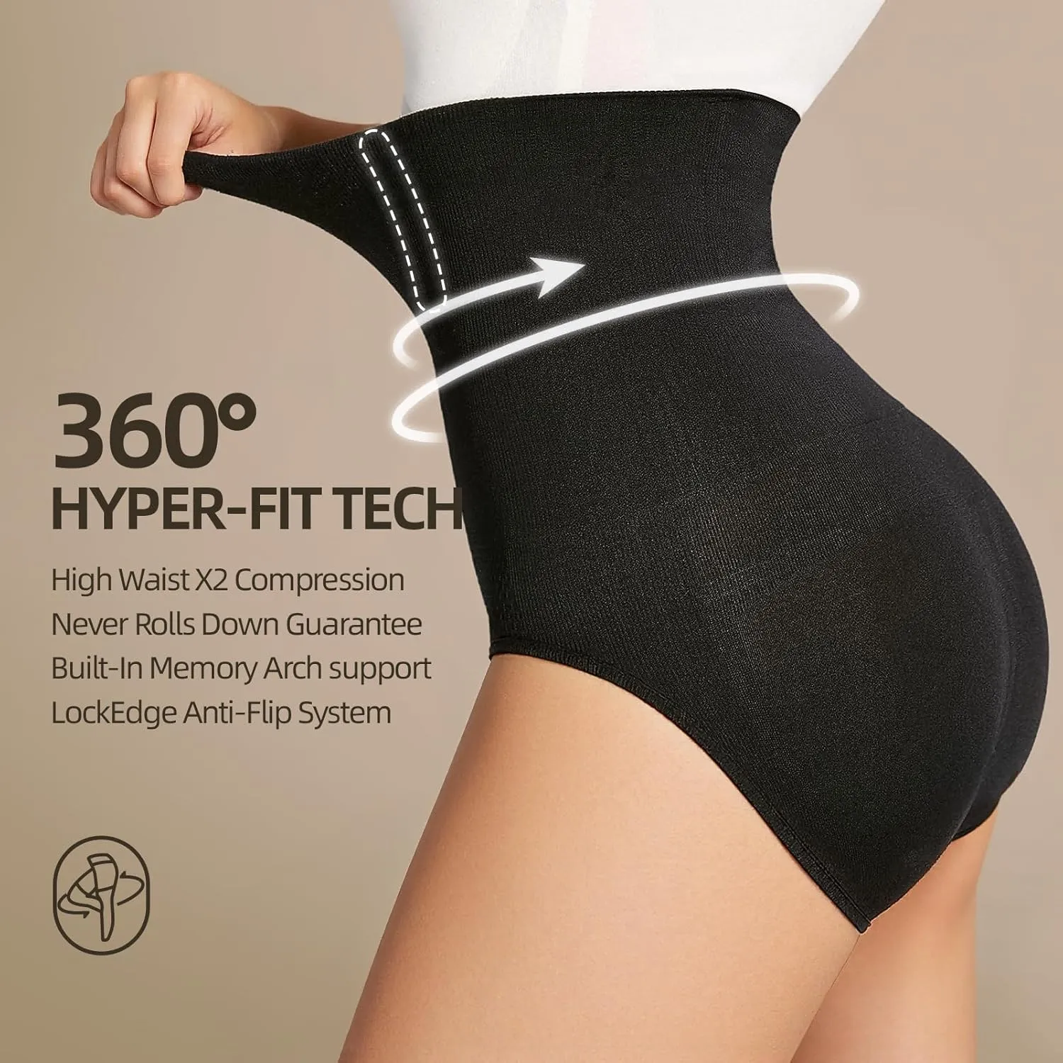 Women's Tummy Control Shapewear Panties Hi-Waist Body Shaper Underwear Slimming Briefs Compression Minimalist