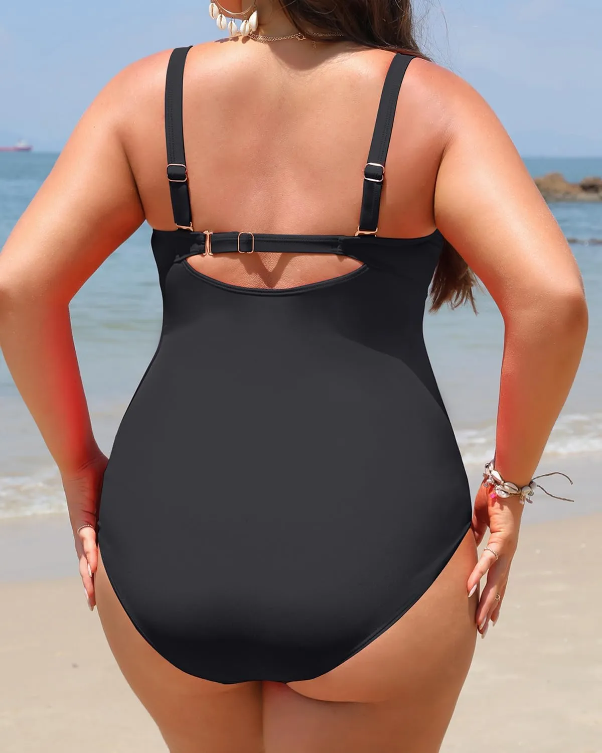 Yonique Women Plus Size One Piece Swimsuits Tummy Control Bathing Suits Twist Front Ruched Swimwear